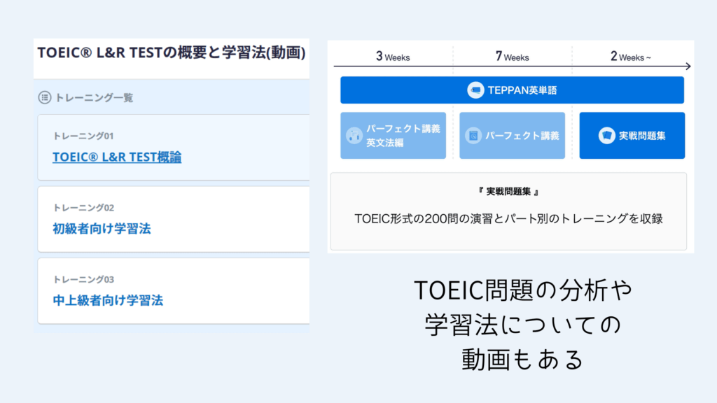 スタサプTOEICには学習法や学習スケジュールについての動画もあります。